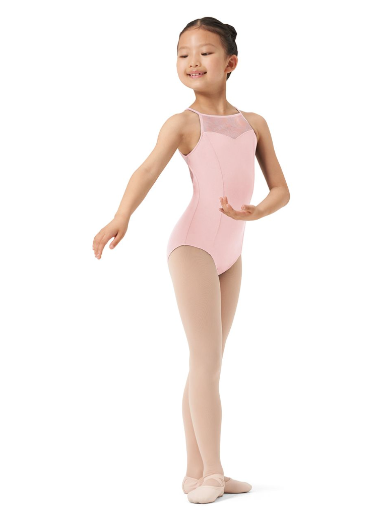 Mirella Halter Leotard with Princess Seams and Printed Mesh