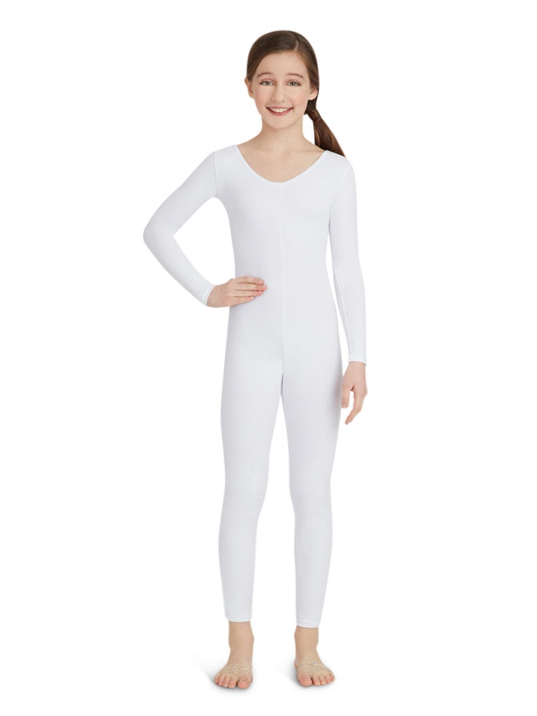 White Long Sleeve Unitard