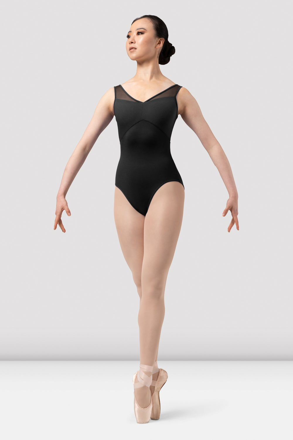 Chevron Rib Paneled Open Back Leotard