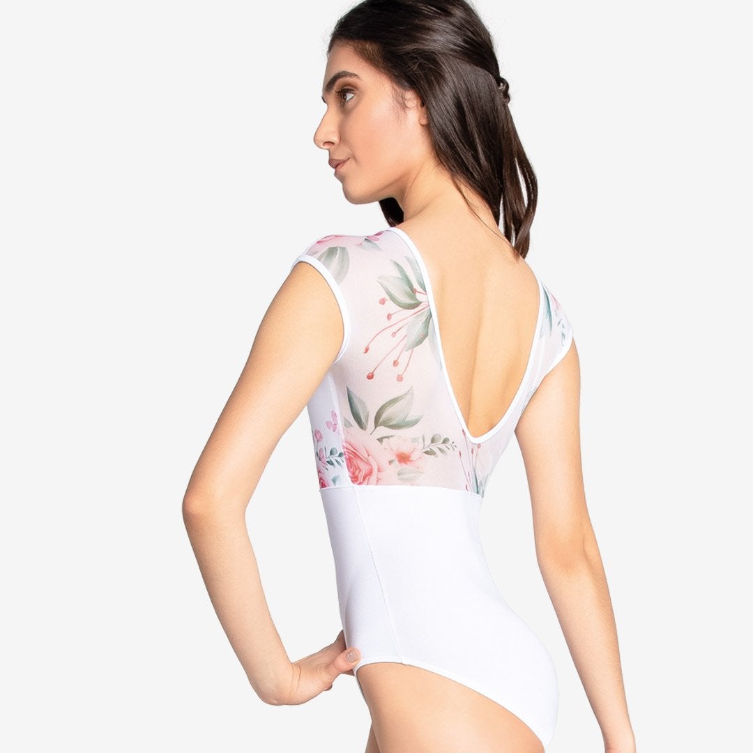 Floral Printed Bustier Back Clasp Lace Trim Half Cup Bodysuit - Milanoo.com
